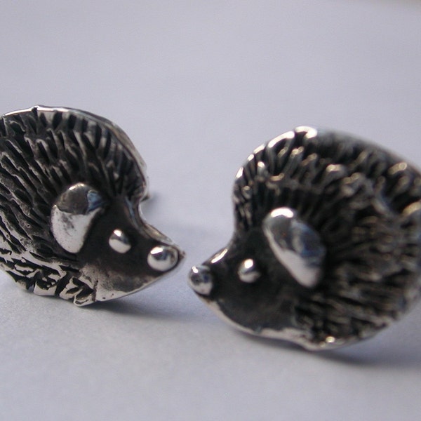Handmade Silver Hedgehog Stud Earrings