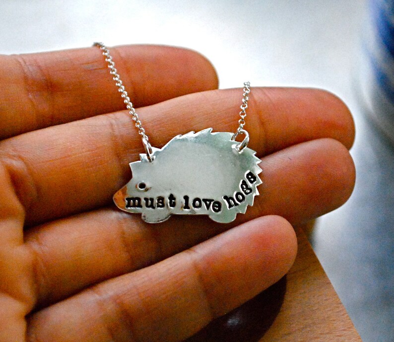 Must Love Hogs Fine Silver Necklace Etsy