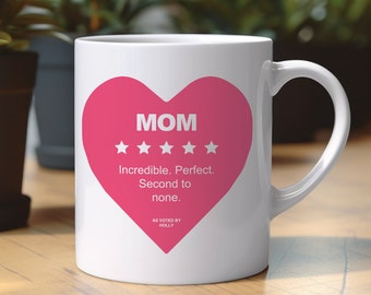 Mug coeur d'amour personnalisé, mug en céramique personnalisé parfait pour une mère, mug prénom personnalisé, mug à café personnalisé, cadeau pour elle, dessiné à la main