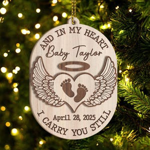 Personalized Baby Memorial Wooden Ornament, Loss of Infant Ornament, Angel Baby Memorial Gifts, Miscarriage Sympathy Gift, Loss of Loved One