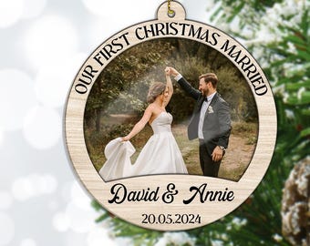 Married Ornament, Our First Christmas Ornament, Wedding Gift, First Christmas Married Ornament 2025,Custom Couple Keepsake, Engaged Ornament