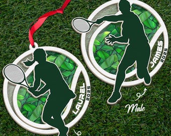Personalized Tennis Player Ornament | Custom Sports Ornament Collection | Gift for Male or Female | Tennis Lover Christmas Ornament