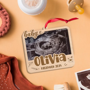Ultrasound Ornament – Personalized Baby Sonogram Christmas Ornament, Pregnancy Announcement Keepsake Gift, Gift for Parents Grandparents