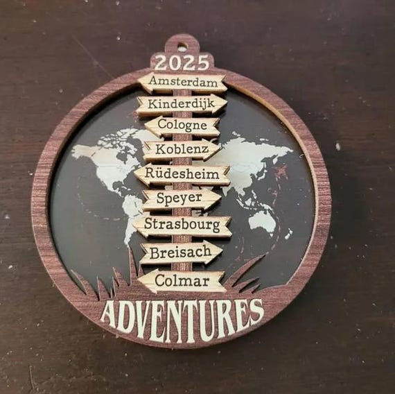 Personalized Travel Adventure Ornament, Custom Travel Ornament 2024, Our Adventure Await, Suitcase Ornament, Valentine Gift, Couple Ornament