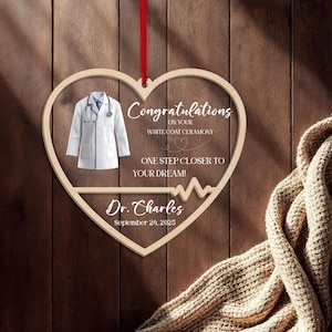 Congratulations on Your White Coat Ornament – Personalized Doctor Gift, Medical School Graduation Keepsake, Custom Healthcare Ornament