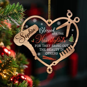 Personalized Hairstylist Hairdresser Ornament Keepsake, Custom Barber Salon Christmas Gift, Gift for Hairdresser, Beautician Christmas Gift
