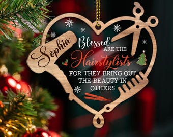 Personalized Hairstylist Hairdresser Ornament Keepsake, Custom Barber Salon Christmas Gift, Gift for Hairdresser, Beautician Christmas Gift