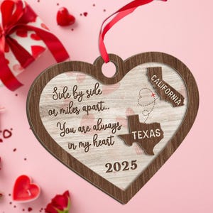 Moving Away Ornament, Family Long Distance Gift, Xmas Tree Hanging for Siblings, Long Distance Ornament, Gift for Couple, Family Keepsake