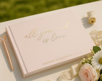 Wedding Guest Book Deluxe | Personalized Gold Foil Wedding Book with Calligraphy Names | Gold Foil  Photo Album | Gold, Rose Gold, or Silver
