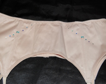 Suspender belt with blue bows