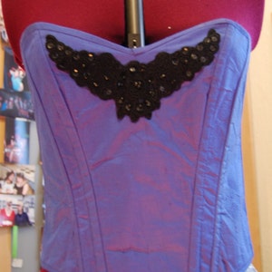 Blue silk sweetheart corset