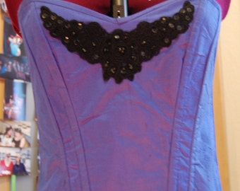 Blue silk sweetheart corset