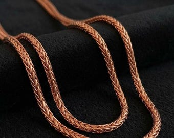 3 MM Pure Solid Copper Snake Chain Necklace, Minimalist Unisex Handmade Jewelry