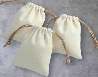 Pochettes d'emballage de bijoux en toile de jute de coton - Sacs-cadeaux rustiques avec cordon de serrage pour mariage et fête de Noël 10 pcs