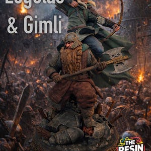 Hand-Painted Legolas and Gimli Resin Statue 1:4! | Game, Movie, and Comic Character Collectible | Detailed Figurine for Collectors