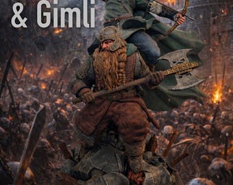 Hand-Painted Legolas and Gimli Resin Statue 1:4! | Game, Movie, and Comic Character Collectible | Detailed Figurine for Collectors