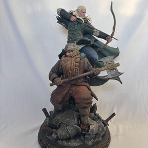 Hand-Painted Legolas and Gimli Resin Statue 1:4! | Game, Movie, and Comic Character Collectible | Detailed Figurine for Collectors