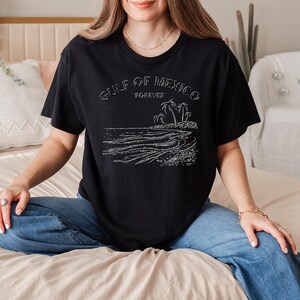 Carte du golfe du Mexique, t-shirt du 4 juillet, t-shirt de la fête de l'indépendance patriotique, vêtements uniques de conception de carte côtière pour hommes et femmes