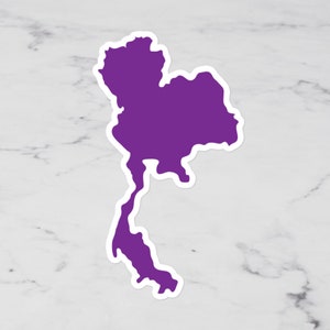 Sticker carte mauve de la Thaïlande Sticker bagage en vinyle Sticker bagage voyage Scrapbooking Stickers ordinateur portable Stickers voyage Asie du sud-est souvenir