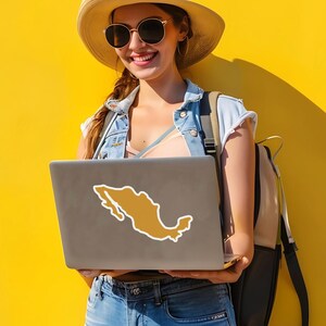 Pegatina de viaje con mapa de México, regalo de México para viajeros, calcomanía para computadora portátil, calcomanía para maleta, calcomanía de México, calcomanía para botella de agua, decoración mexicana