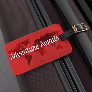 Travel Luggage Tag Adventure Awaits Baggage Label Suitcase Backpack Personalized Bag Tag Traveler Gift for Wanderlust Traveling Name ID Tag