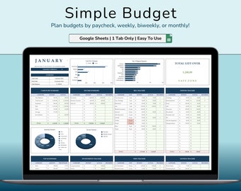 Budgetplanner voor Google Spreadsheets | Maandelijks budgetspreadsheet | Salaristracker | Wekelijkse budgetsjabloon | Tweewekelijks budget | Budgettering