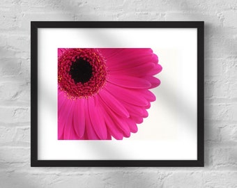 Pink Gerber Daisy Print, Daisy Flower Wall Art, Pink Gerbera Flower Poster, Minimalist Floral Wall Decor, Anniversary Gift