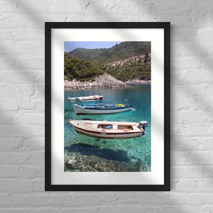 Greek Fishing Boats Print, Zante Greece Poster, Boat Photo Wall Art, Digital Download File image 1