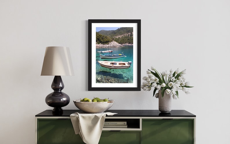 Greek Fishing Boats Print, Zante Greece Poster, Boat Photo Wall Art, Digital Download File image 4