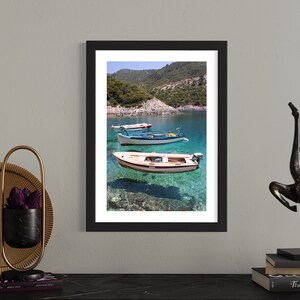 Greek Fishing Boats Print, Zante Greece Poster, Boat Photo Wall Art, Digital Download File image 3