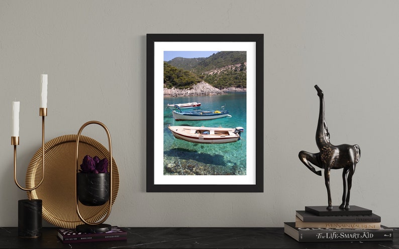 Greek Fishing Boats Print, Zante Greece Poster, Boat Photo Wall Art, Digital Download File image 3