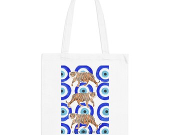 Blue Evil Eye Tiger Tote Bag