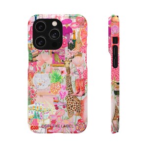 Pink Giraffe Collage Phone Case afbeelding 1