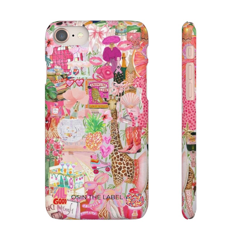 Pink Giraffe Collage Phone Case afbeelding 2