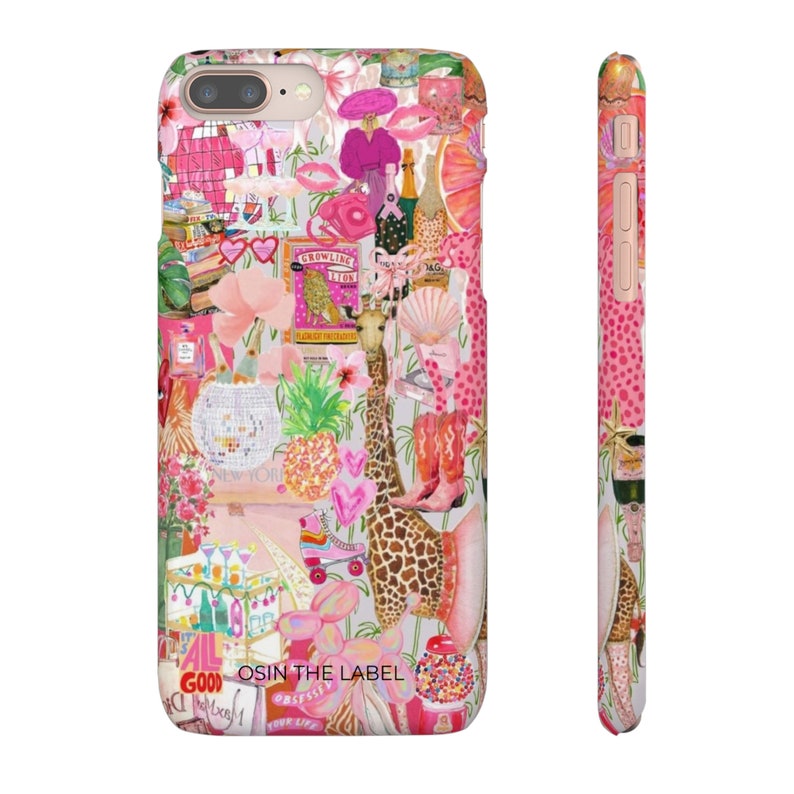 Pink Giraffe Collage Phone Case afbeelding 4