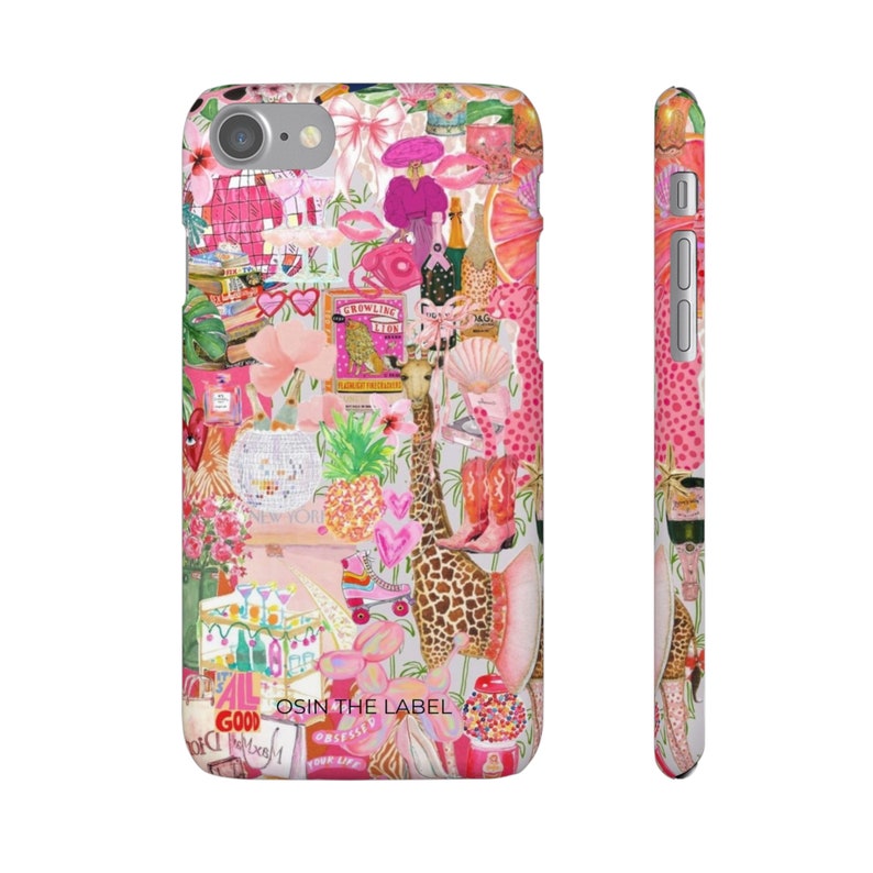 Pink Giraffe Collage Phone Case afbeelding 9