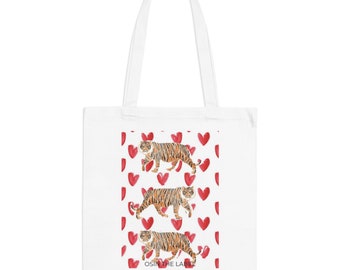 Red Heart Tiger Tote Bag