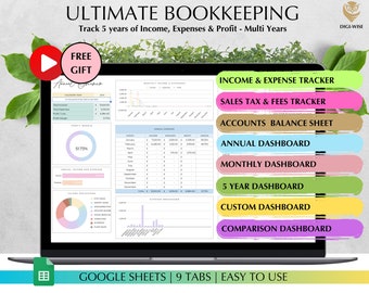 Small Business Bookkeeping Spreadsheet Google Sheets, Bookkeeping Template, Business Expense Tracker, Accounting Template, Inventory Tracker