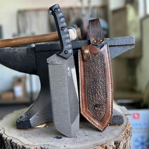 Handmade Machete , Hand Forged Bushcraft Custom Knife , Knife With Sheath Knife , Hunting Knife , Hunting Gift , Survival , Camping , Deer