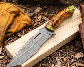 Handmade Sleipner Steel Bushcraft Knife, Stabilized Wood, Kydex Sheath