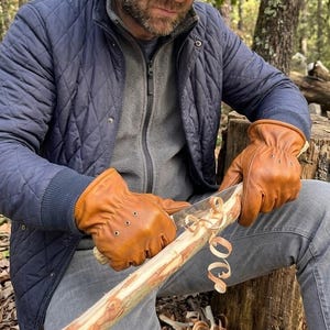 Ręcznie robione skórzane rękawice Bushcraft, szyte kevlarem, pełnoziarnista skóra bydlęca, rękawice motocyklowe, rękawice ogrodnicze