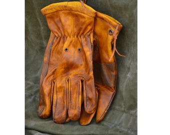 Handcrafted Fire Resistant Leather Gloves: Bushcraft Biker Work Gloves