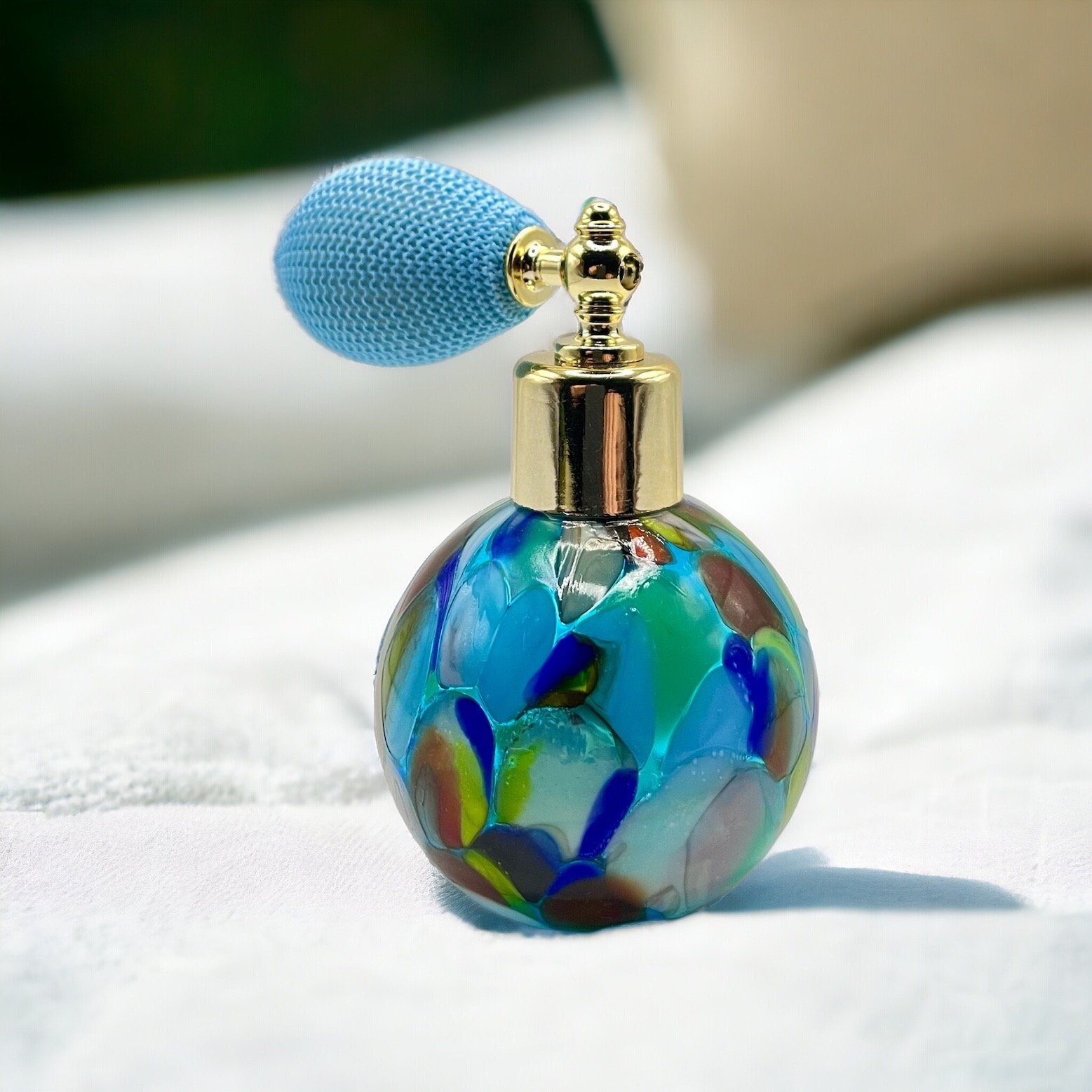 イタリアムラノガラス パフィームアトマイザー レッド ゴールド花柄