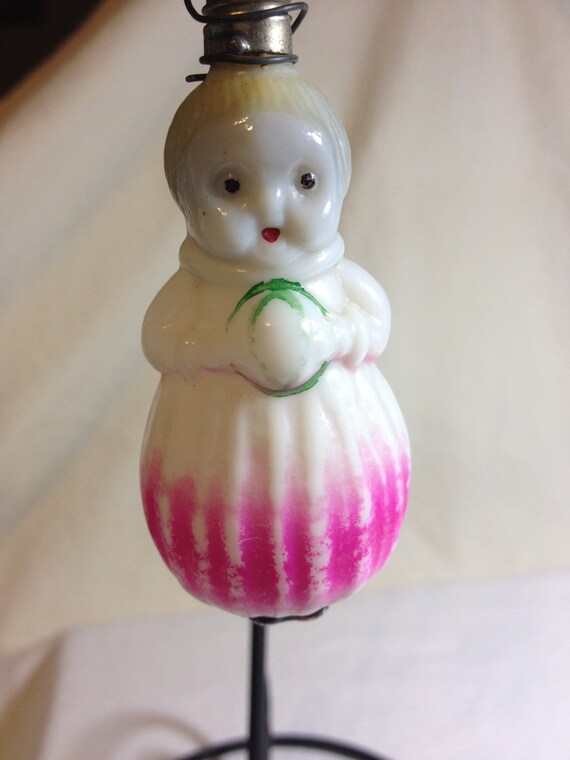 Items similar to vintage lady milk glass tree ornament 1940, ornament