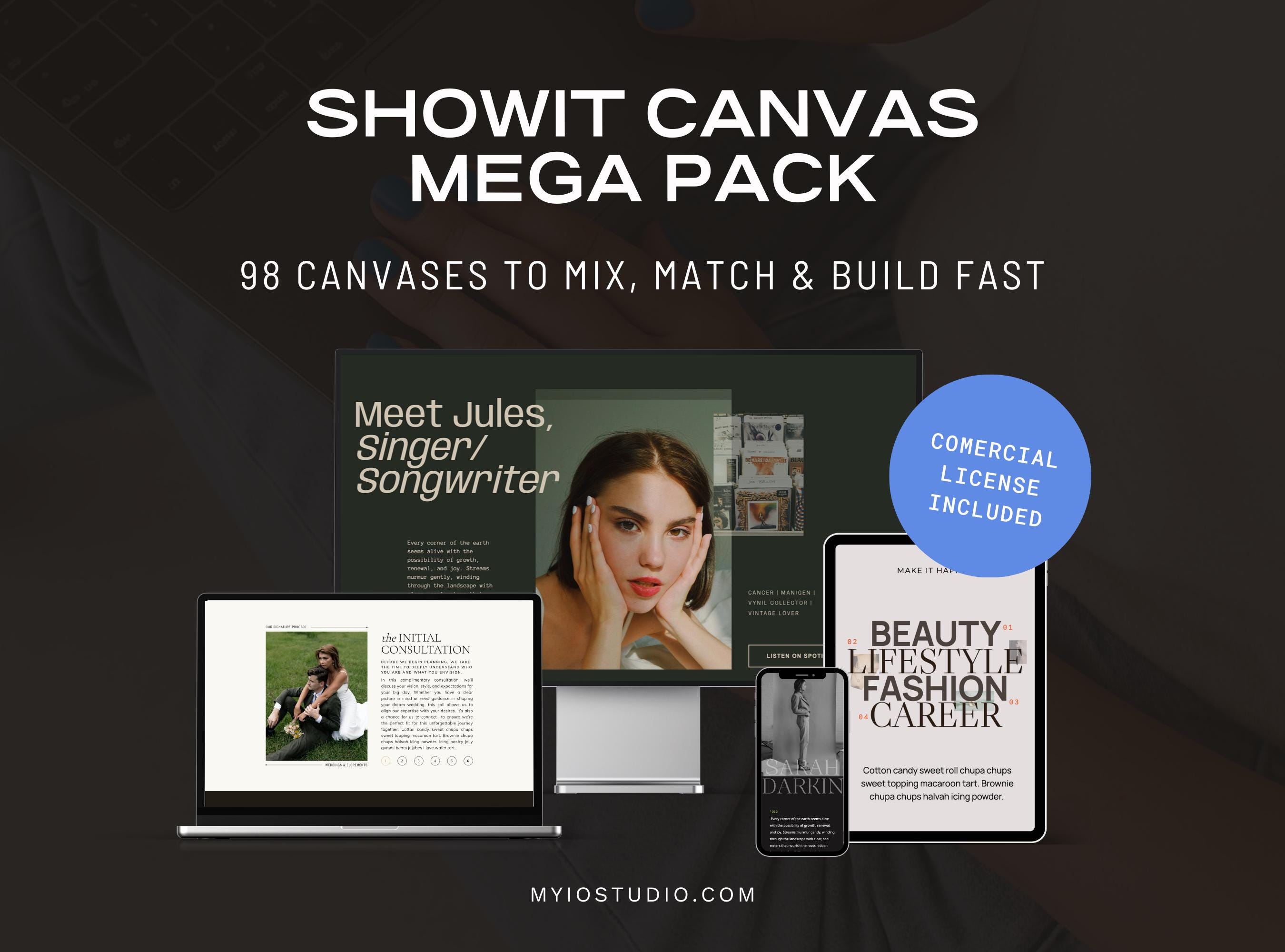 Showit Canvas MEGA Pack, Showit Templates Commercial License, Cyber Week, Black Friday