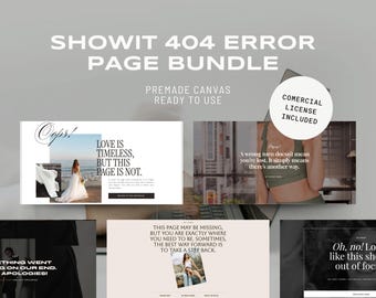 404 Error Page Showit, Commercial License Showit, Showit Add-On, 404 Showit Template, 404 Error Page Design, 12 Showit Website Canvas