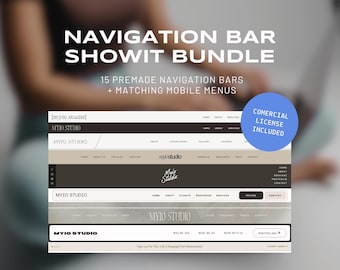 Showit Navigation Bar Canvases, Showit Nav Bar Menu Kit, Commercial Showit Templates, Showit Website Add-Ons, Designer Showit Templates