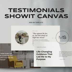 Kundenempfehlungen Showit Canvas, Showit Vorlagen, 3 Testimonial Add-On Canvas, Showit Canvas Vorlagen, Rotating Testimonial Showit