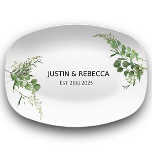 Personalized Wedding Platter: Custom Ceramic Keepsake with Names & Date
