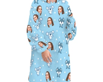 Manta con capucha y foto personalizada: manta personalizada para llevar puesta, regalo para amantes de las mascotas